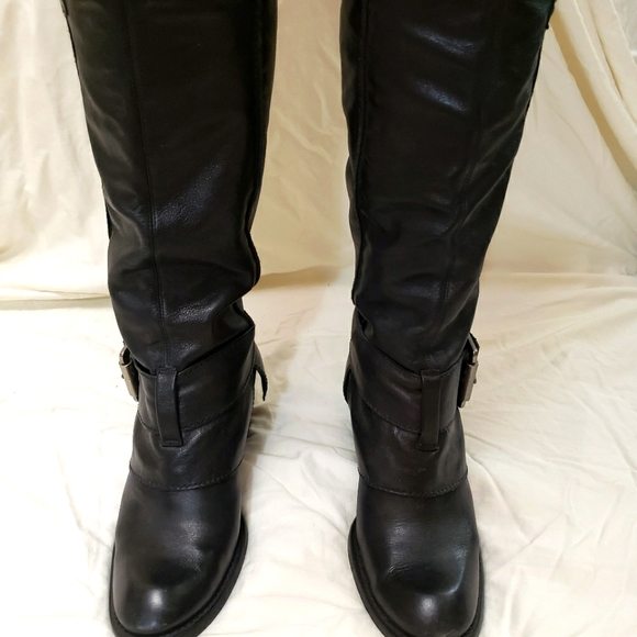 Kenneth Cole Reaction Leather Black Boots Biker Western Like New Women Size 8 - Picture 7 of 8